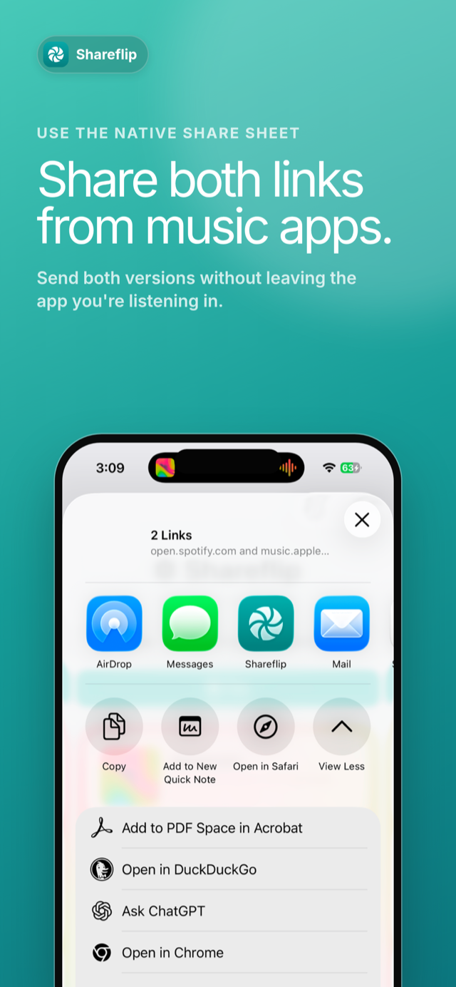 Share both links from music apps